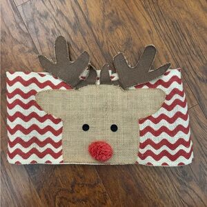 Mud Pie Burlap Reindeer Pillow Cover